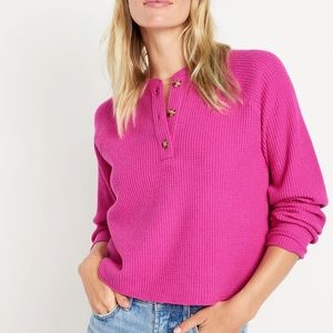Plush Waffle Knit Henley Top